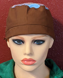 Scrub Cap With Button Option - Multi-Color Bown